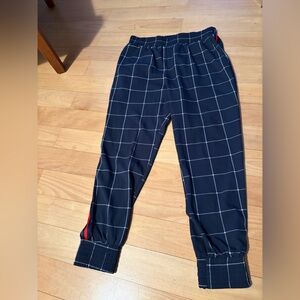 Aqua Navy Checkered Pants red stripe track pant detail medium like new jogger
